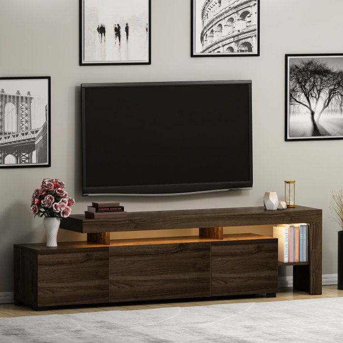 Hanah Home Soporte para TV Beliz Nogal con Luces LED